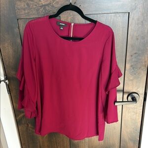 Alfani Women's Magenta Ruffle Sleeve Blouse